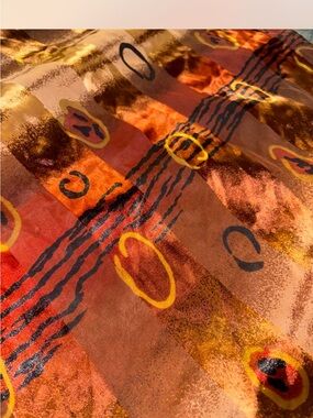 Abstract Orange & Gold Patterned Satin Scarf